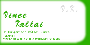 vince kallai business card